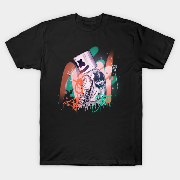 Marshmello Neon Graffiti T-Shirt by DenielHast